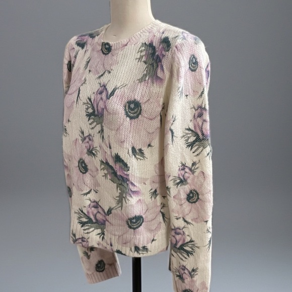 NWOT Philosophy Cream Knit Lavender Purple Floral Sweater Sz M - Picture 2 of 8